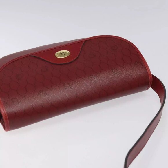 Christian Dior Honeycomb Canvas Shoulder Bag PVC Leather Red Gold Auth - Picture 12 of 16